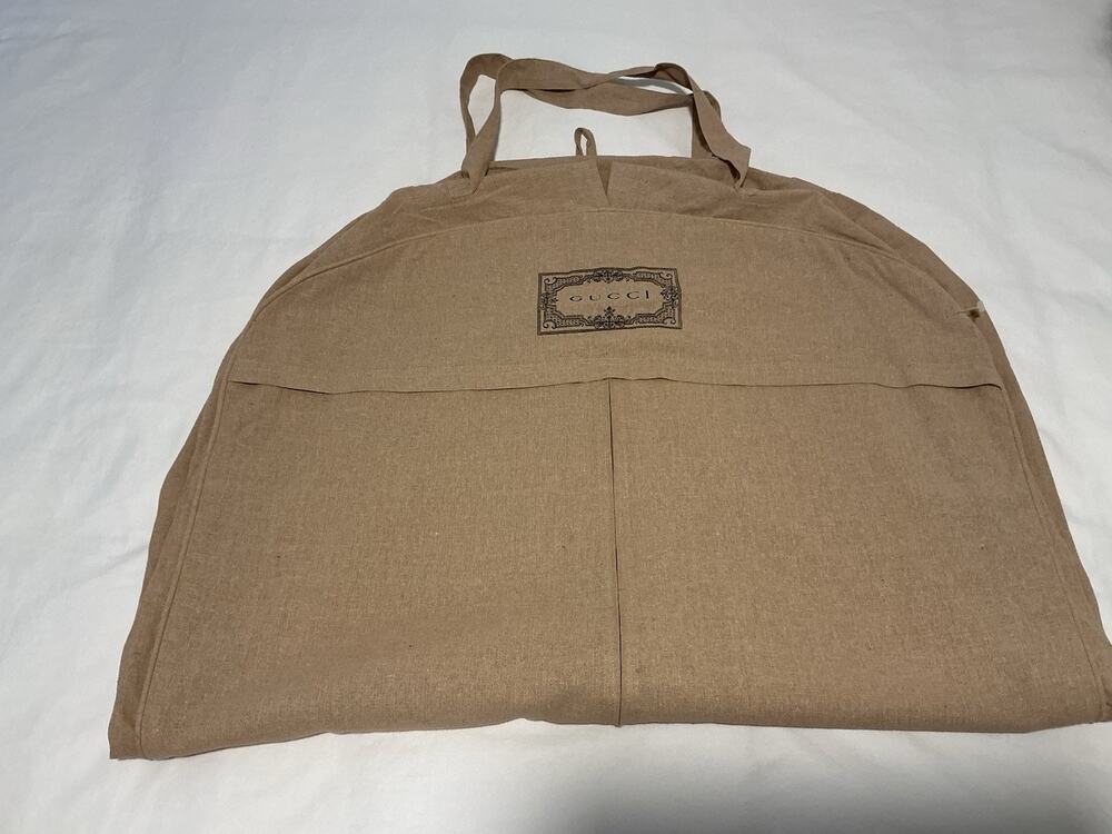 Gucci Beige Garment Bag Suit Cover Travel Clothes Case Cotton 43x28”